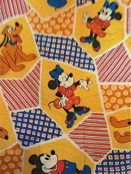 Vintage Disney Mickey Minnie Pluto Patchwork Kids Sleeping Bag 34x60 Sears - Picture 8 of 9